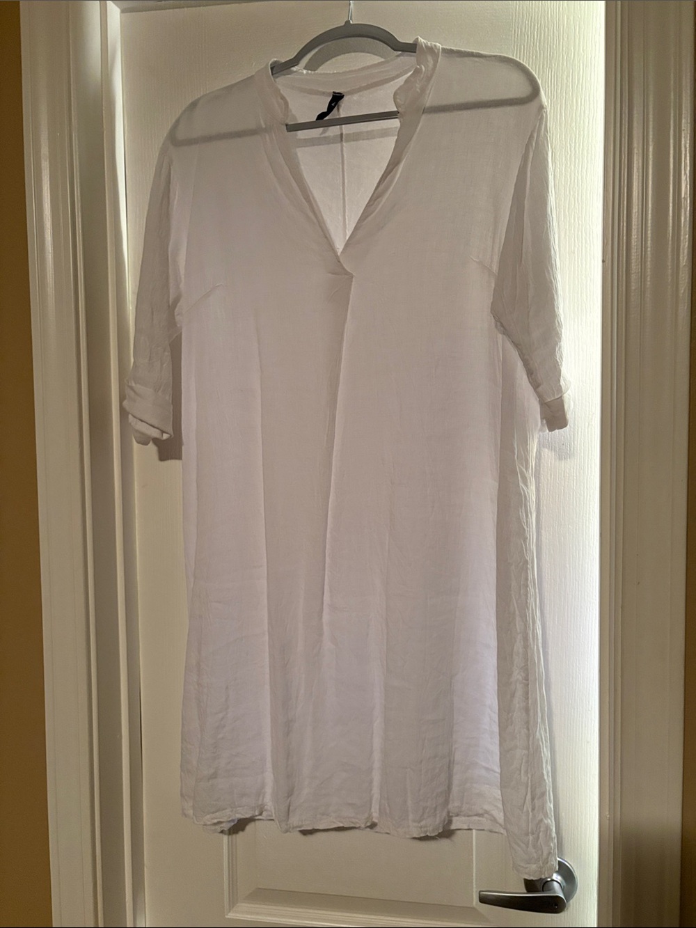 Venti6 Women's White Midi V-Neck Tunic Dress